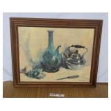 VINTAGE FRAMED MEDITERAINIAN STYLE OIL PAINTING BY