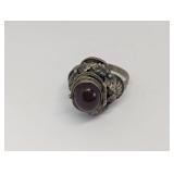 ANTIQUE POISON RING 800 GRADE SILVER -RESERVE $128