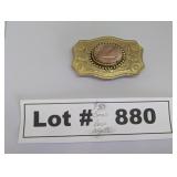 BRASS AND AGATE BELT BUCKLE - RESERVE $50
