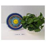 DECORATIVE PLATE AND CERAMIC PLANTER WITH FAUX PLA