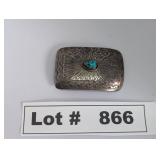 NAVAJO SILVER D.C.THOMAS TW BELT BUCKLE - R