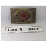 BRASS AND STONE BELT BUCKLE
