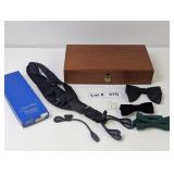 WOODEN STORAGE BOX WITH BOW TIES AND SILK SUSPENDE