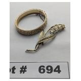 JEWELRY - VINTAGE 3D LILLY OF THE VALLEY BROOCH AN