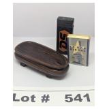 CARVED WOOD PIPE REST, VINTAGE PROMO BOX OF MATCHE