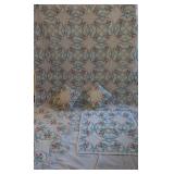 VINTAGE HANDMADE EMBROIDERED QUILT 72X86 WITH ACCE