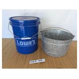 GALVANIZED PAIL AND LOWES BUCKET WITH LID