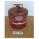 BROOKINS VINTAGE GALVANIZED GASOLINE CAN 5 GAL - R