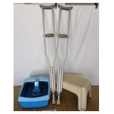 CRUTCHES, FOOT MASSAGER SPA AND STEP STOOL