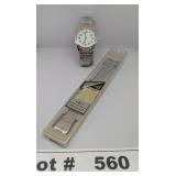 SILVER TONE MENS WATCH AND WATCH BAND