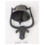 CAST IRON ANTIQUE DINNER BELL  WITH LONGHORN CATTL