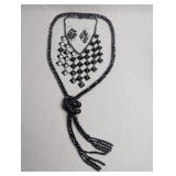 FASHION NECKLACE WITH EARINGS AND BEADED NECKLACE