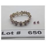 JEWELRY - SILVER RHINESTONE BRACELET AND EARING ST