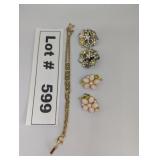 GOLD TONE AND RHINESTON BRACELET AND CLASSIC VINTA