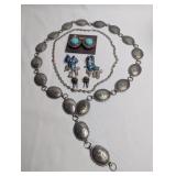 NATIVE AMERICAN SILVER MEDALLION BELT, BYZANTINE E