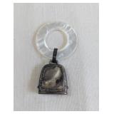 ANTIQUE SILVER BELL AND MOTHER OF PEARL BABY RING