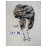 SILVER BEJEWELED SCARF AND SCARF TIE