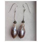 BAROQUE PEARL AND SILVER EARINGS - RESERVE $30