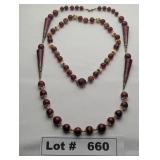 JEWELRY - RUBY RED AND GOLD TONE  BEADED NECKLACES