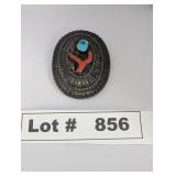 NATIVE AMERICAN SILVER CORAL AND TURQUOIS BELT