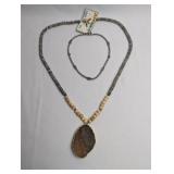 JADEITTE AND GOLD NECKLACE AND  ART NECK BALI SILV