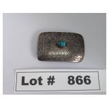 NAVAJO SILVER D.C.THOMAS TW BELT BUCKLE - R