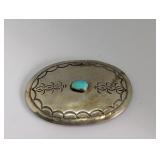 NAVAJO STERLING SILVER & TURQUOISE BELT BUCKLE -