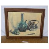 VINTAGE FRAMED MEDITERAINIAN STYLE OIL PAINTING BY