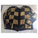 KA-LI BLACK AND GOLD SEQUINED AND BLACK BEADED CLA