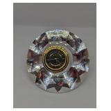 CRYSTAL DIAMOND SHAPED PAPERWEIGHT WITH BULOVA MIN