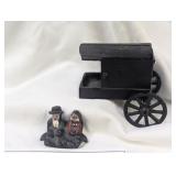 VINTAGE CAST IRON HORSE BUGGY WITH OCCUPANTS