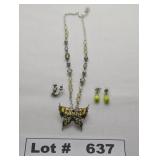 JEWELRY - RHINETONE SILVER BUTTERFLY PENDANT NECKL