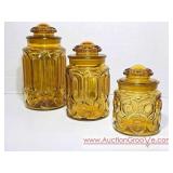 MCM Moon & Star Amber Glass Jars