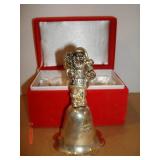 Silver Plated Santa Bell in Red Velvet