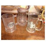 Lot of 3 Clear Glass & Pewter Beer Steins