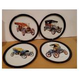 Lot of 4 11" Vintage Car Tin Trays