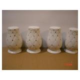 Lot of 4 white & Gold Salt & Pepper