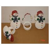 Lot of 4 Snowman Napkin Holders