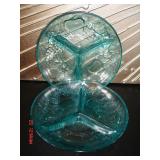 Vtg Pressed Glass 3-Section Relish