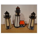 Stained Glass Lighthouse Set of 3