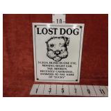 Vintage Lost Dog Porcelain Sign