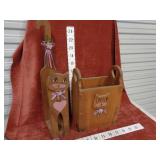 Handmade Wood Cat Trash Can & TP Holder