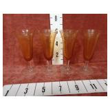 4-Vintage Amber Optic Swirl Champagne Flutes