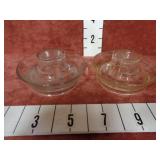 2-Vintage Clear Glass Chicken Waterer Bases