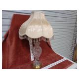 Vintage Victorian Crystal Lamp & Beaded Shade