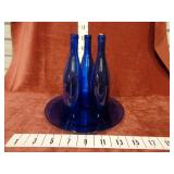 Cobalt Blue Glass Bottles & Serving Plate