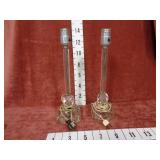 Pair of Vintage Clear Etched Candlestick Lamps