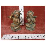 2-Vintage Resin Cherub Angel Figure
