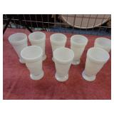 Set of 8 Vintage Milk Glass Footed Tumblers