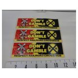 3-Vintage Railroad Crossings Bumper Stickers